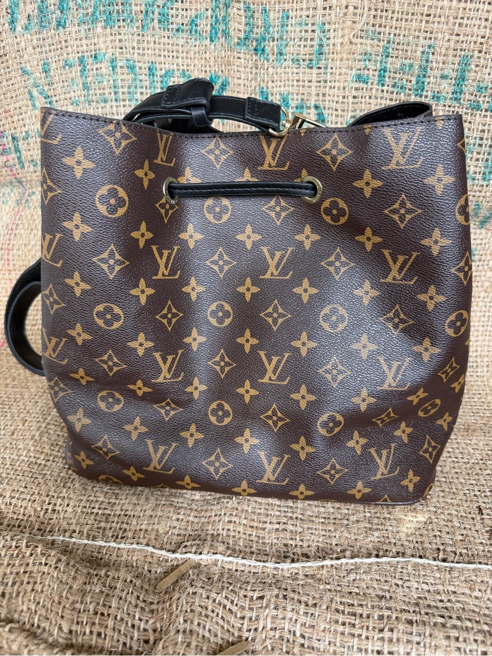 Source unknown Brown Monogram Drawstring Bucket Bag - Picture 4 of 12
